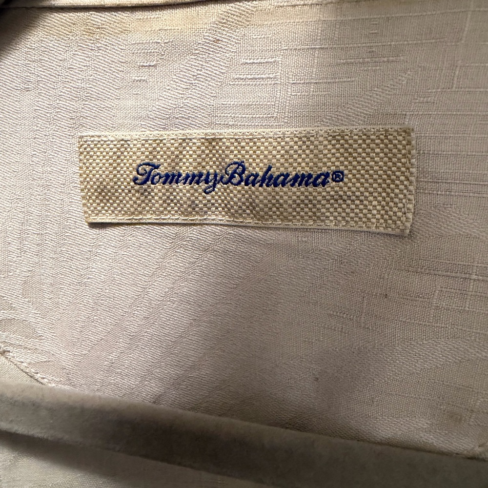 Tommy Bahama Beige and Gray Tropical Print Camp Shirt - Picture 4 of 4